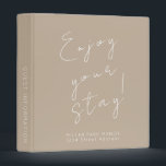 Welcome Guest Information Beige Binder<br><div class="desc">Modern guest information binder features a minimal design in a beige and white colour palette. "Enjoy your stay!" in elegant script with branded name and address or custom text; guest information subject presented in simple font. Shown with a custom welcome message, address and braded name and on the front in...</div>