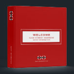 Welcome Guest Information Logo Red Binder<br><div class="desc">Modern guest information binder features a minimal design in a red colour palette. "Welcome" and custom address and guest information subject presented in simple font in a white window with a coordinating frame. Designed with a horizontal logo banner image (2560 x 1440 px), you can customize by changing the text...</div>