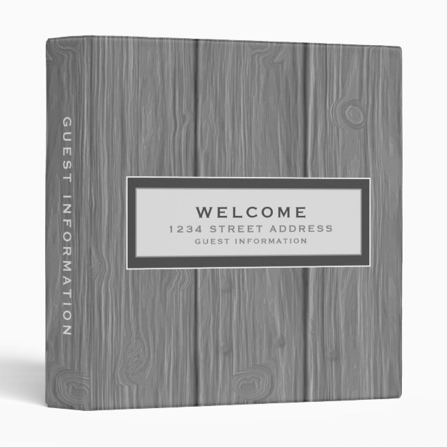 Welcome | Guest Information | Wood Plank Binder (Front/Spine)