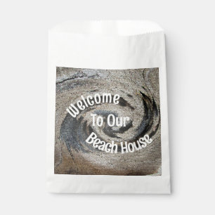 Welcome Guest Rustic Brown Mosaic Beach House Favour Bag