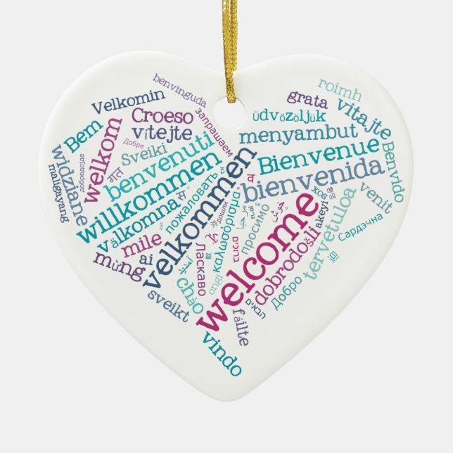 Welcome Heart (many languages) Ornament (Front)