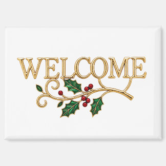 Welcome holly christmas guest magnet