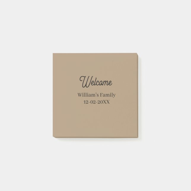 Welcome home add family name house inauguration  post-it notes (Front)