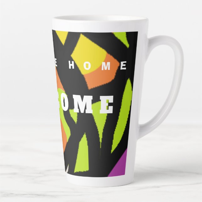 WELCOME HOME ART PATTERNS ON BLACK LATTE MUG (Right)