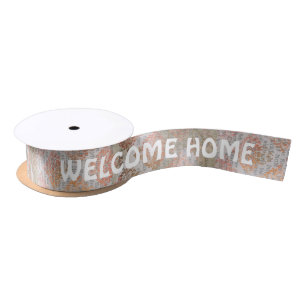 Welcome Home Autumn aesthetics custom text  Satin Ribbon