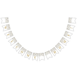 Welcome Home Banner Gold Black Confetti