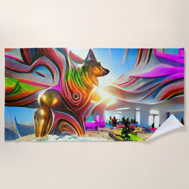Welcome Home Beach Family German Shepherd Dog Beach Towel (Front)