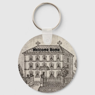 Welcome Home Black White House Seller Realtor Keychain