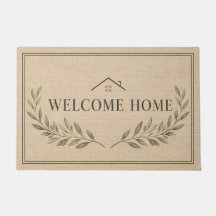 Welcome Home Botanical Farmhouse Doormat | Neutral