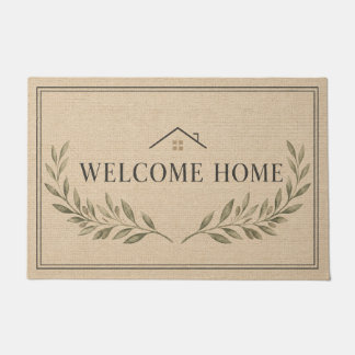Welcome Home Botanical Farmhouse Doormat | Neutral