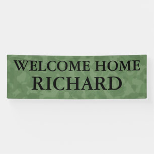 Welcome home camouflage army customizable banner