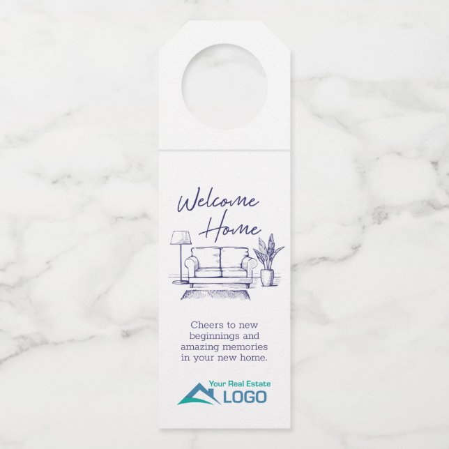 Welcome Home Custom Real Estate Bottle Tag (Front)