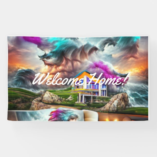 Welcome Home custom Vinyl Banner 3' x 5' Banner (Horizontal)