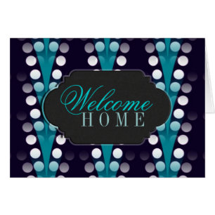 Welcome Home customizable card Teal Sparkle Style