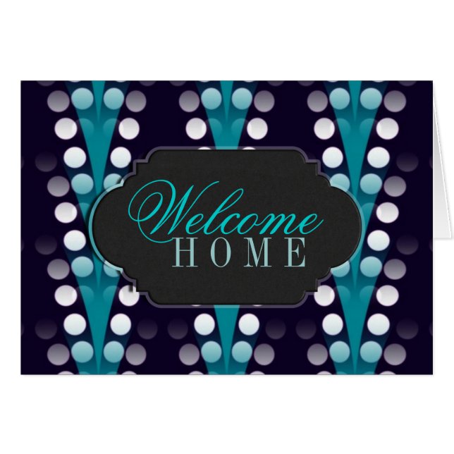 Welcome Home customizable card Teal Sparkle Style (Front Horizontal)