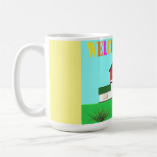 Welcome home cute house brite colours coffee mug