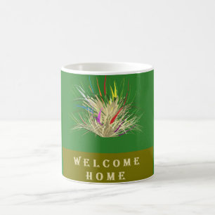 WELCOME HOME DESIGN EARTH COLORS TWO TONE GREEN COFFEE MUG