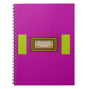 welcome home design purple green red bordered notebook