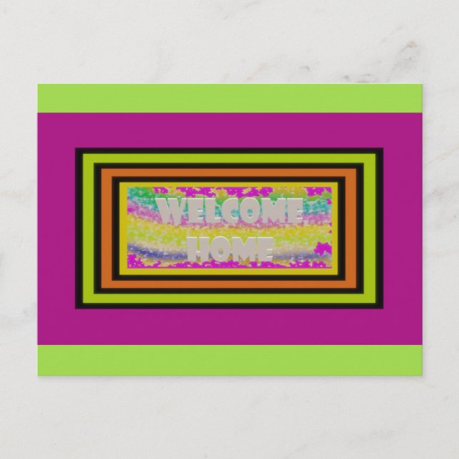welcome home design purple green red bordered     postcard (Front)