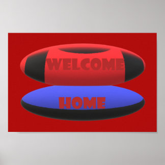welcome home design red navy blue with text words poster