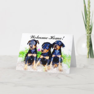 Welcome Home Doberman Puppies greeting card