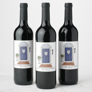 Welcome Home Door Custom Real Estate Wine Label