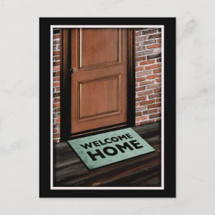 welcome home door mat postcard