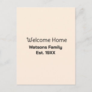 Welcome home family name est. Year guest house Postcard