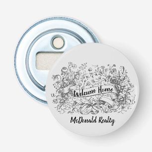 Welcome Home Floral Banner Realtor Promotional Bottle Opener