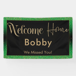 Welcome Home Gold Confetti, Bright Green Banner