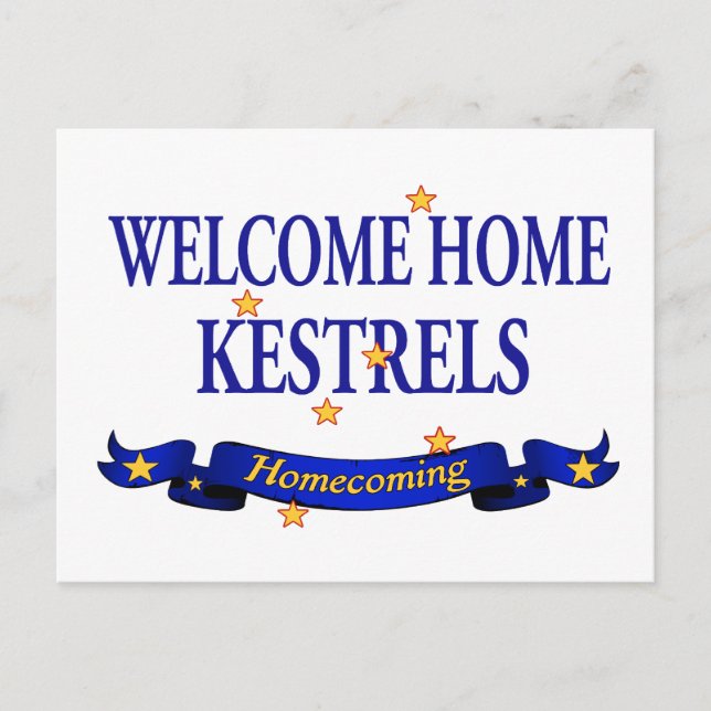 Welcome Home Kestrels Postcard (Front)