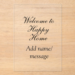 Welcome home lake beach house inauguration name acrylic invitations