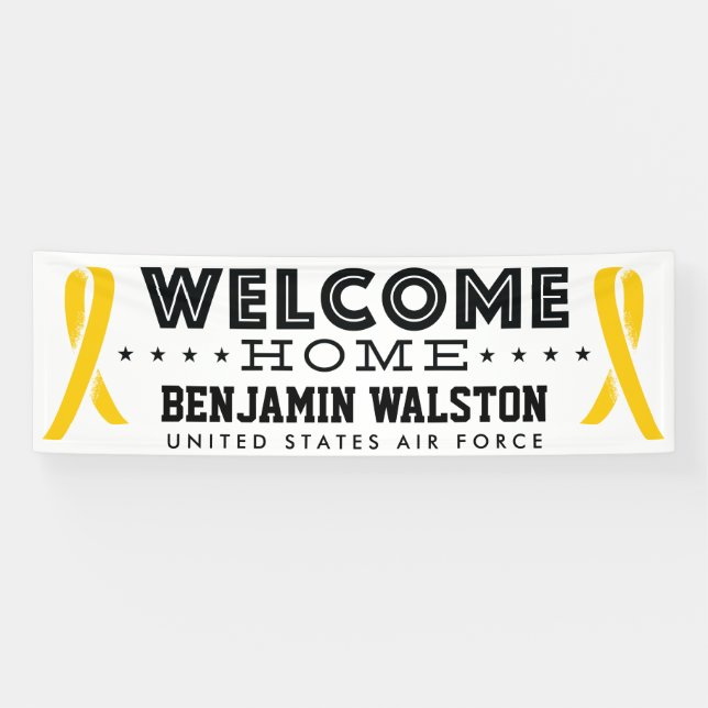 Welcome Home Military Yellow Ribbon Banner (Horizontal)