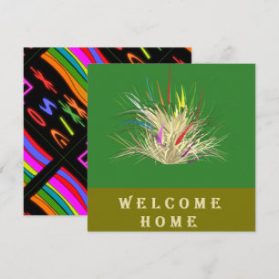 Welcome home mixed art patterns purple black announcement