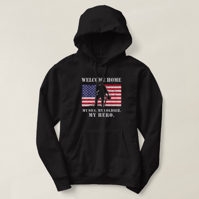 Welcome Home My Son Soldier Homecoming Reunion Arm Hoodie (Design Front)