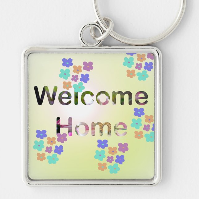 Welcome Home New Home Housewarming  Keychain (Front)