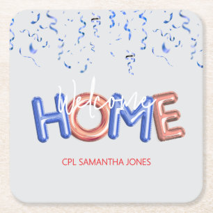 Welcome Home Patriotic Military Hero Party Square Paper Coaster