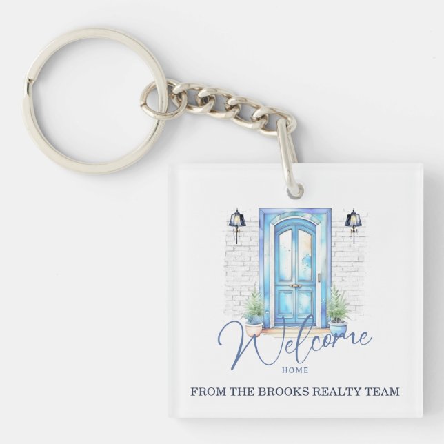 "Welcome Home" Real Estate Client Gift Keychain (Front)