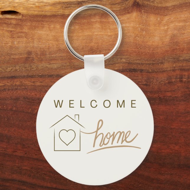 Welcome Home Real Estate Client Minimalist Budget  Keychain (Front)