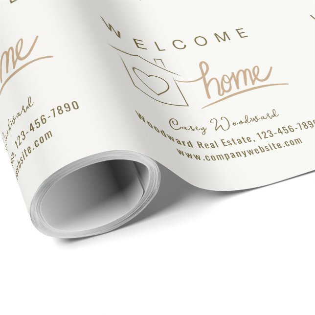 Welcome Home Real Estate Minimalist Personalized  Wrapping Paper (Roll Corner)