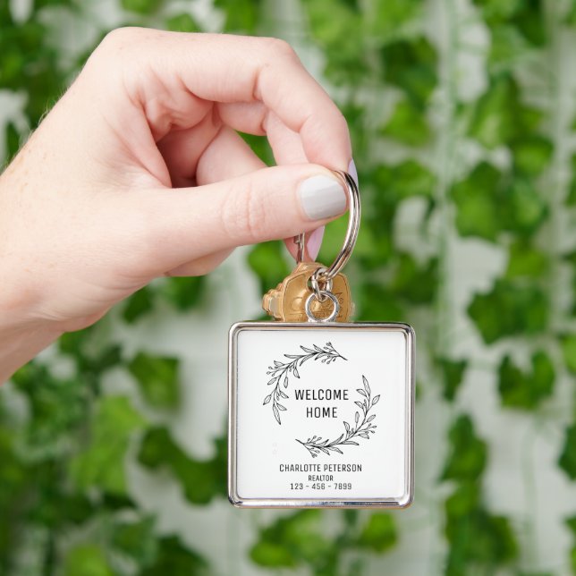 Welcome Home Real Estate Realtor Closing Gift Keychain (Hand)