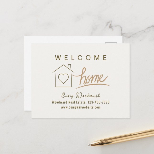Welcome Home Real Estate Simple Clean Minimalist  Postcard (Front/Back In Situ)