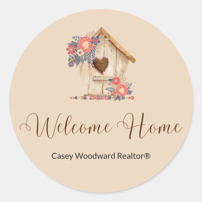 Welcome Home Realtor Congratulations Classic Round Sticker (Front)