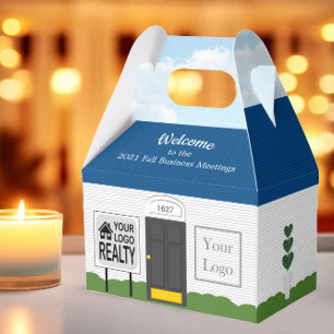 Welcome Home Realtor Logo Blue Roof Sky Gift Box
