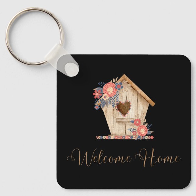 Welcome Home Realtor Personalized in Black Colour Keychain (Front)