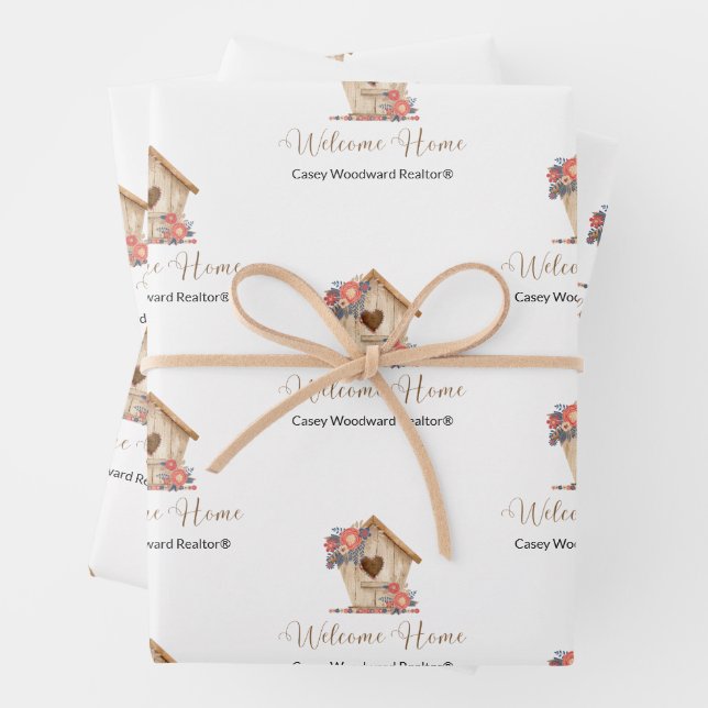 Welcome Home Realtor Personalized Wrapping Paper Sheet (In situ)