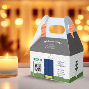 Welcome Home Realtor Sign Blue Door Favor Box