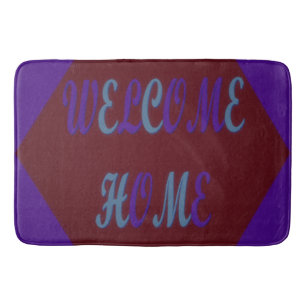 Welcome home red wine and royal blue coloured bath mat