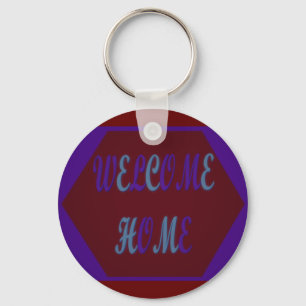 Welcome home red wine and royal blue coloured keychain