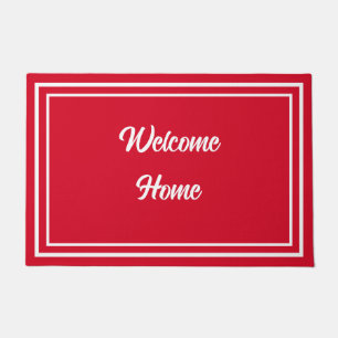 Welcome Home Simple Red and White Front Door Doormat